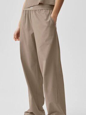 ☕ALO Yoga Suit Up Trouser Gravel💗Women's Wide Leg Pants NWT（ Regular 30 inches）
